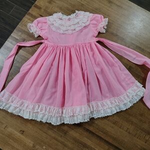 Vintage Betty Oden Pink Lace Trimmed Dress Size 2t